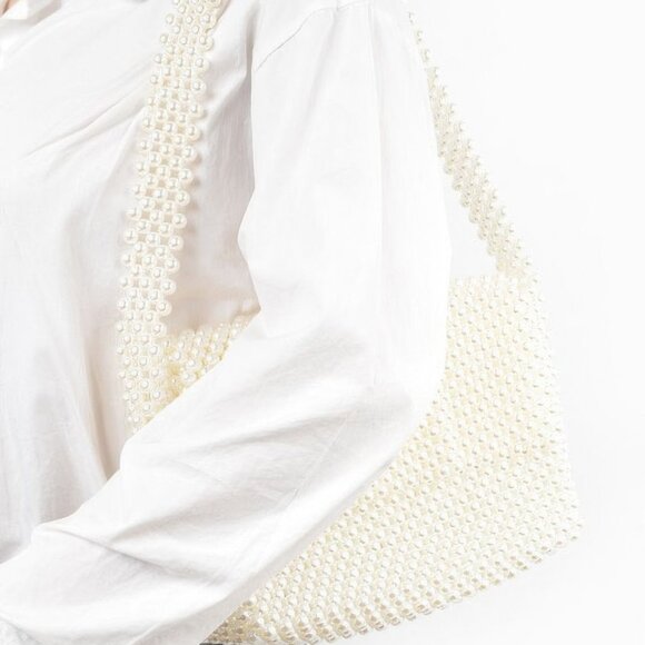 Hand Made Faux Pearl Bead Flap Shoulder Bag - Picture 4 of 4